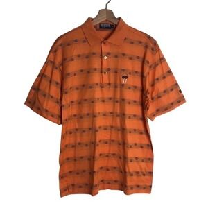 Walruswear Mens Polo Shirt Striped Walrus Logo Orange Size M